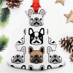 Dog French Bulldog Seamless Pattern Face Head Christmas Tree Ornament (two Sides) by BangZart