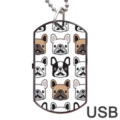 Dog French Bulldog Seamless Pattern Face Head Dog Tag Usb Flash (one Side) by BangZart