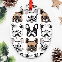 Dog French Bulldog Seamless Pattern Face Head Oval Filigree Ornament (two Sides) by BangZart