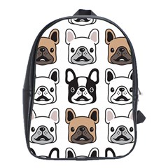 Dog french bulldog seamless pattern face head School Bag (XL)