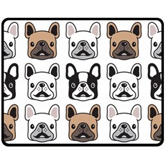 Dog french bulldog seamless pattern face head Double Sided Fleece Blanket (Medium) 