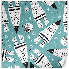 Cute Seamless Pattern With Rocket Planets Stars Canvas 12  X 12  by BangZart