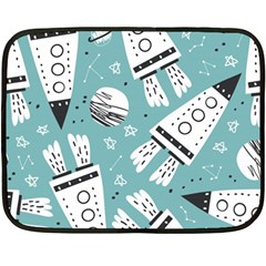 Cute Seamless Pattern With Rocket Planets Stars Double Sided Fleece Blanket (mini)  by BangZart