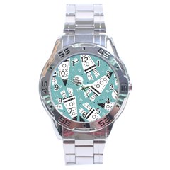 Cute Seamless Pattern With Rocket Planets Stars Stainless Steel Analogue Watch by BangZart