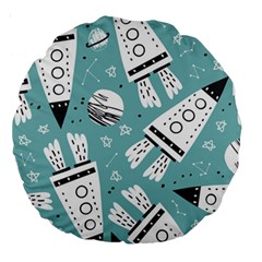 Cute Seamless Pattern With Rocket Planets Stars Large 18  Premium Round Cushions