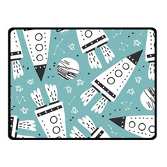 Cute Seamless Pattern With Rocket Planets Stars Double Sided Fleece Blanket (small)  by BangZart