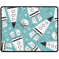 Cute Seamless Pattern With Rocket Planets Stars Double Sided Fleece Blanket (medium)  by BangZart