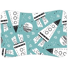 Cute Seamless Pattern With Rocket Planets Stars Velour Seat Head Rest Cushion