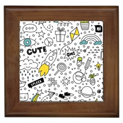 Set Cute Colorful Doodle Hand Drawing Framed Tile by BangZart