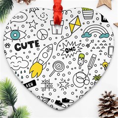 Set Cute Colorful Doodle Hand Drawing Ornament (heart) by BangZart