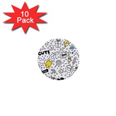 Set Cute Colorful Doodle Hand Drawing 1  Mini Buttons (10 Pack)  by BangZart