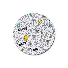 Set Cute Colorful Doodle Hand Drawing Rubber Coaster (round)  by BangZart