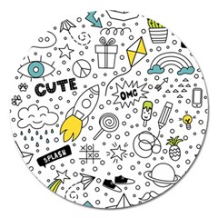 Set Cute Colorful Doodle Hand Drawing Magnet 5  (round) by BangZart