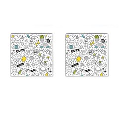 Set Cute Colorful Doodle Hand Drawing Cufflinks (square) by BangZart