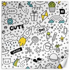 Set Cute Colorful Doodle Hand Drawing Canvas 16  X 16  by BangZart