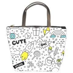 Set Cute Colorful Doodle Hand Drawing Bucket Bag by BangZart