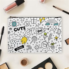 Set Cute Colorful Doodle Hand Drawing Cosmetic Bag (large) by BangZart