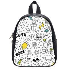 Set Cute Colorful Doodle Hand Drawing School Bag (small) by BangZart