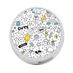 Set Cute Colorful Doodle Hand Drawing 4-port Usb Hub (two Sides) by BangZart