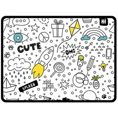 Set Cute Colorful Doodle Hand Drawing Double Sided Fleece Blanket (large)  by BangZart