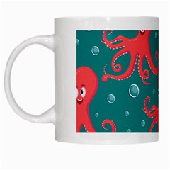 Cute Smiling Red Octopus Swimming Underwater White Mugs by BangZart