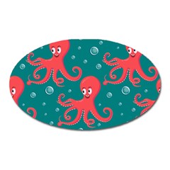 Cute Smiling Red Octopus Swimming Underwater Oval Magnet by BangZart