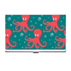 Cute Smiling Red Octopus Swimming Underwater Business Card Holder by BangZart