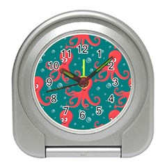 Cute Smiling Red Octopus Swimming Underwater Travel Alarm Clock by BangZart