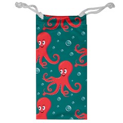 Cute Smiling Red Octopus Swimming Underwater Jewelry Bag by BangZart