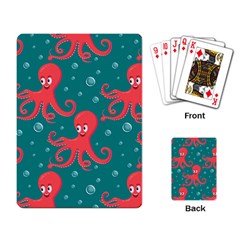 Cute Smiling Red Octopus Swimming Underwater Playing Cards Single Design (rectangle) by BangZart