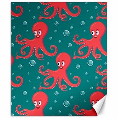 Cute Smiling Red Octopus Swimming Underwater Canvas 8  X 10  by BangZart