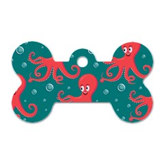 Cute Smiling Red Octopus Swimming Underwater Dog Tag Bone (one Side) by BangZart