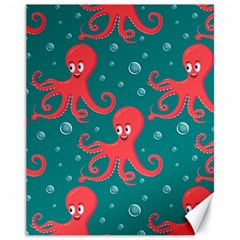 Cute Smiling Red Octopus Swimming Underwater Canvas 11  X 14  by BangZart