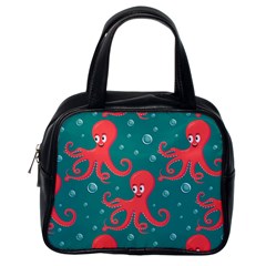 Cute Smiling Red Octopus Swimming Underwater Classic Handbag (one Side) by BangZart