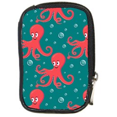 Cute Smiling Red Octopus Swimming Underwater Compact Camera Leather Case by BangZart