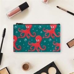 Cute Smiling Red Octopus Swimming Underwater Cosmetic Bag (small) by BangZart