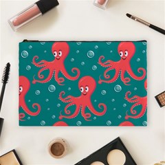 Cute Smiling Red Octopus Swimming Underwater Cosmetic Bag (large) by BangZart