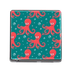 Cute Smiling Red Octopus Swimming Underwater Memory Card Reader (square 5 Slot) by BangZart