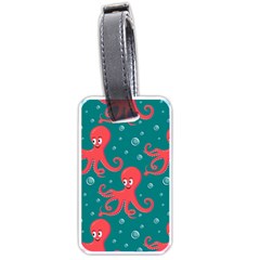 Cute Smiling Red Octopus Swimming Underwater Luggage Tag (one Side) by BangZart