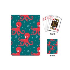 Cute Smiling Red Octopus Swimming Underwater Playing Cards Single Design (mini) by BangZart