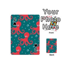 Cute Smiling Red Octopus Swimming Underwater Playing Cards 54 Designs (mini) by BangZart