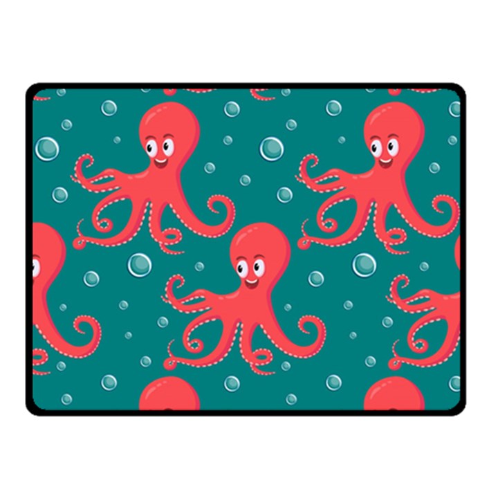 Cute smiling red octopus swimming underwater Double Sided Fleece Blanket (Small) 