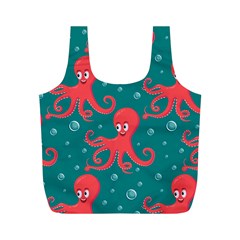 Cute Smiling Red Octopus Swimming Underwater Full Print Recycle Bag (m) by BangZart