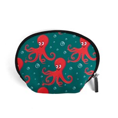 Cute Smiling Red Octopus Swimming Underwater Accessory Pouch (small) by BangZart