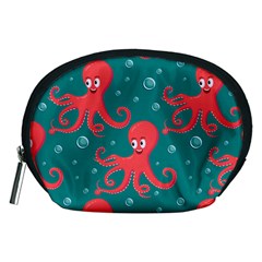 Cute Smiling Red Octopus Swimming Underwater Accessory Pouch (medium) by BangZart