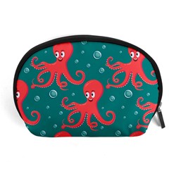 Cute Smiling Red Octopus Swimming Underwater Accessory Pouch (large) by BangZart