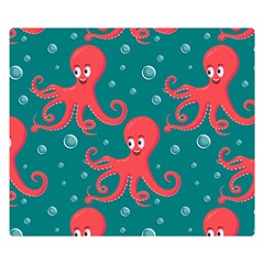 Cute Smiling Red Octopus Swimming Underwater Double Sided Flano Blanket (small)  by BangZart