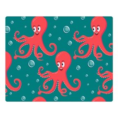 Cute Smiling Red Octopus Swimming Underwater Double Sided Flano Blanket (large)  by BangZart