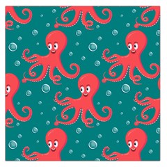 Cute Smiling Red Octopus Swimming Underwater Large Satin Scarf (square) by BangZart