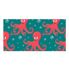 Cute Smiling Red Octopus Swimming Underwater Satin Shawl by BangZart